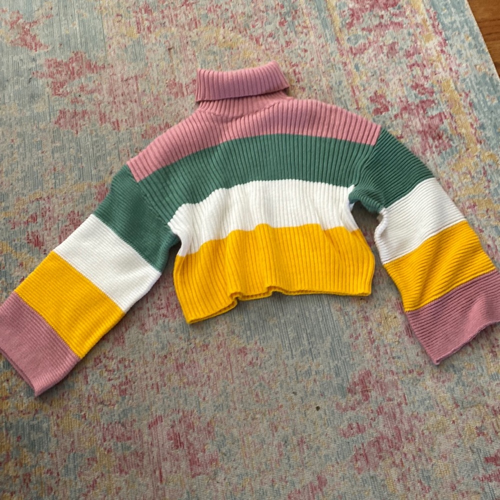 Crop turtleneck sweater multi color size small.
